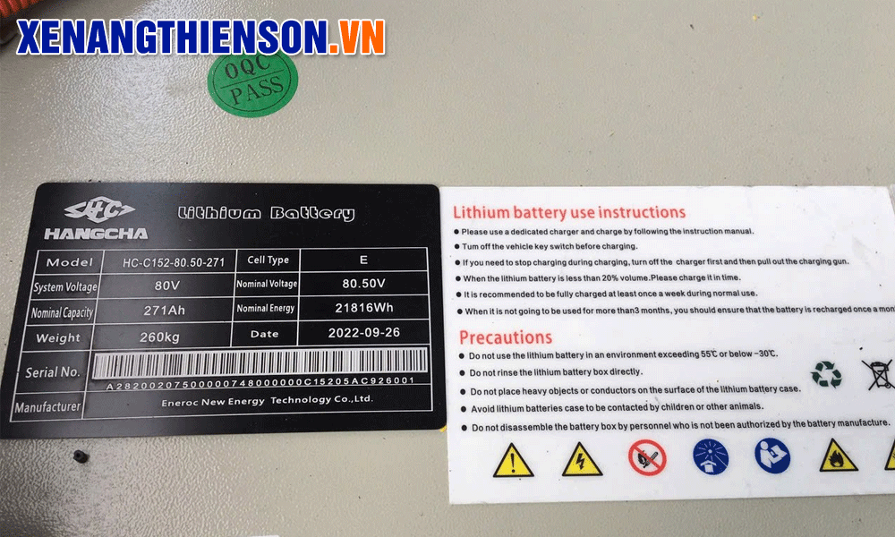 Tem Pin Lithium Xe nâng Hangcha